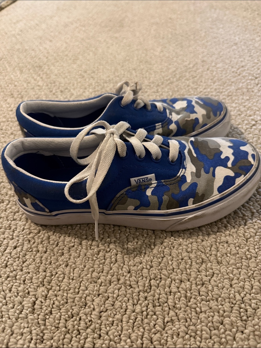 Vans Kids Blue and Gray Camo Skate Sneakers